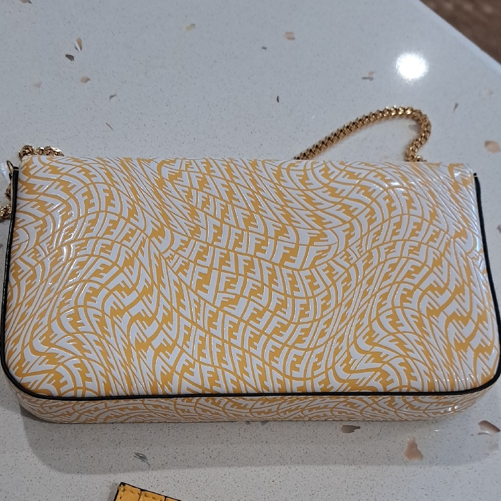 NIB Fendi Gold and FF Vertigo Print Leather Clutch - Picture 8 of 14